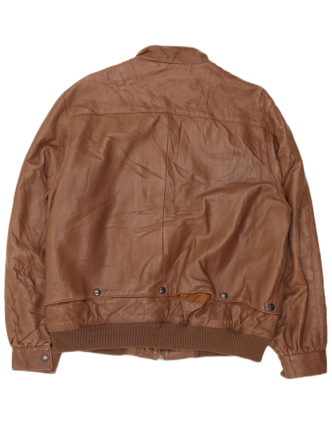 VINTAGE Womens Leather Jacket IT 48 XL Brown Leather