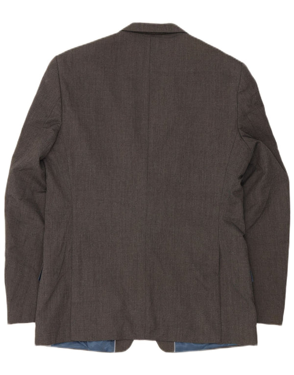 Marks & Spencer Mens 2 Button Blazer Jacket UK 40 Medium Grey Polyester