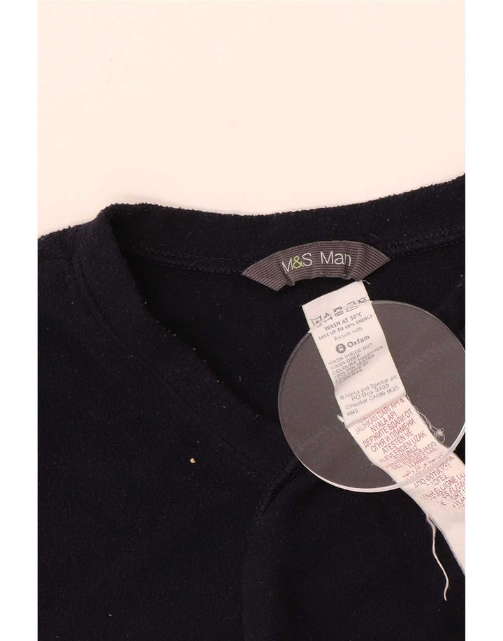 Marks & Spencer Mens Regular Fit Fleece Jumper Medium Navy Blue Polyester