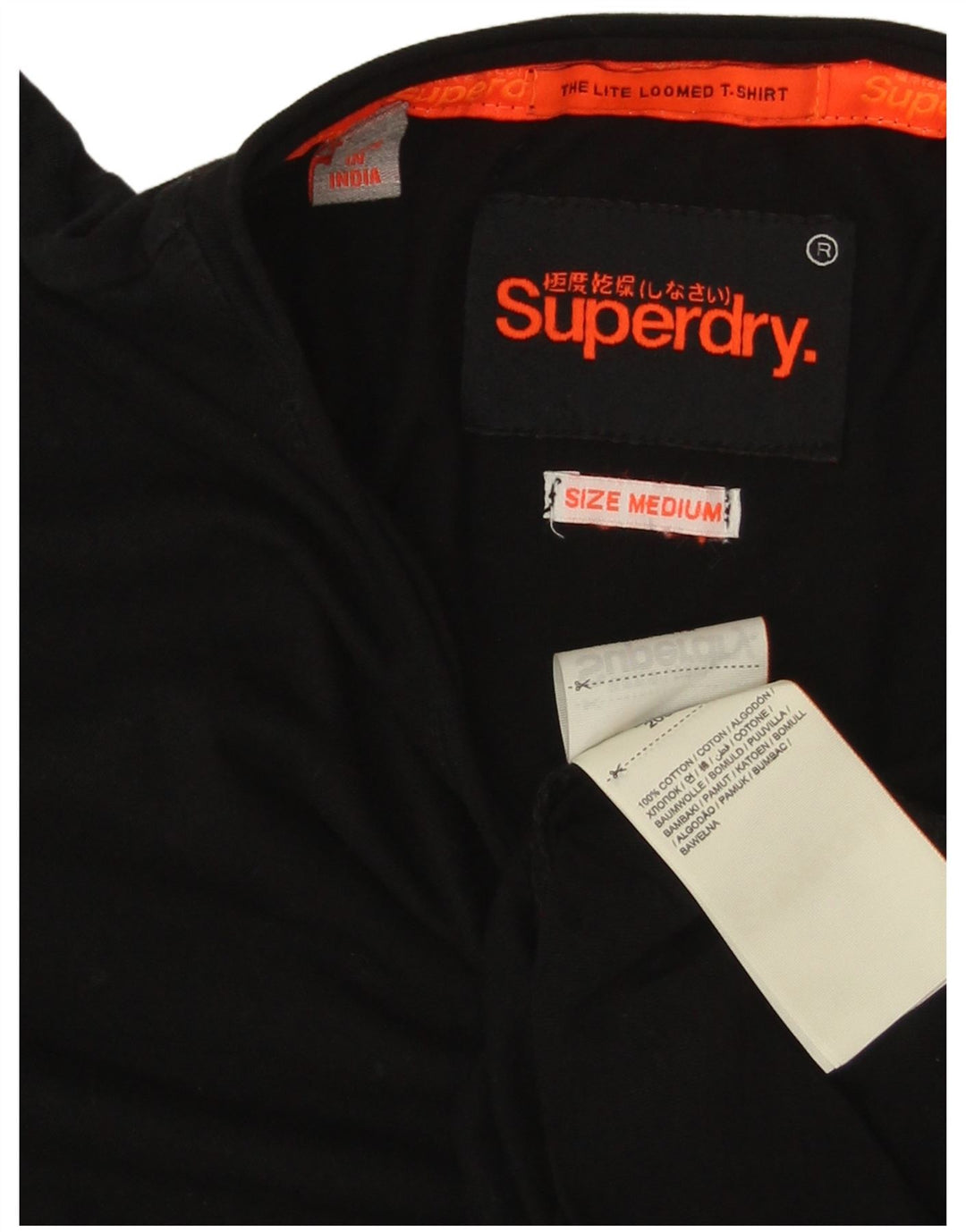 SUPERDRY Mens T-Shirt Top Medium Black Cotton