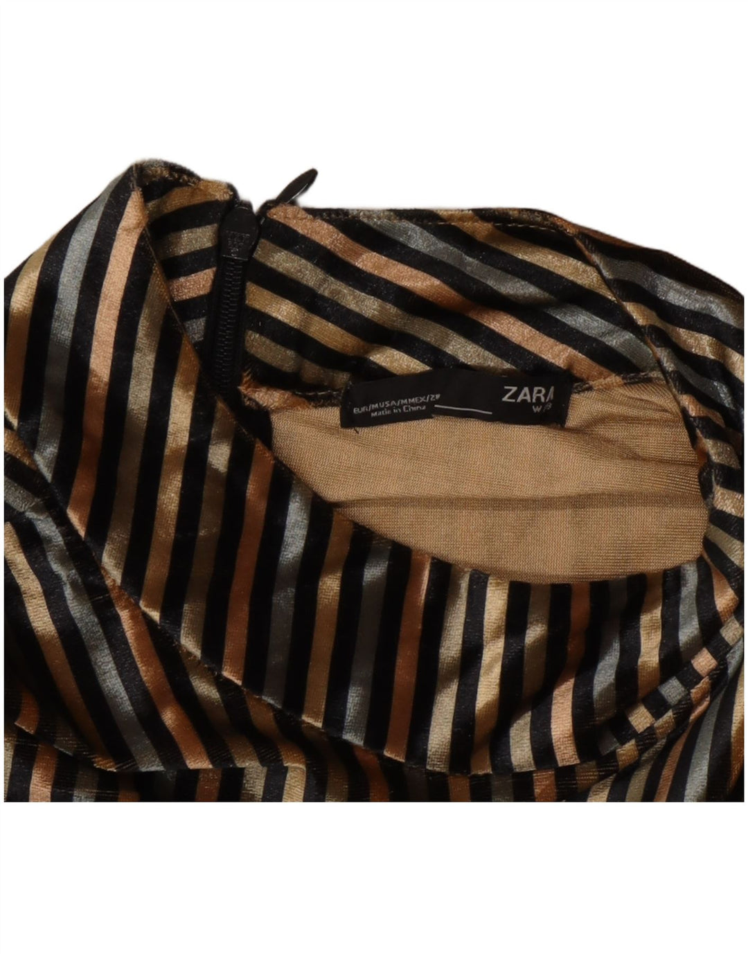 Zara Womens Velvet Blouse Top UK 14 Medium Multicoloured Striped