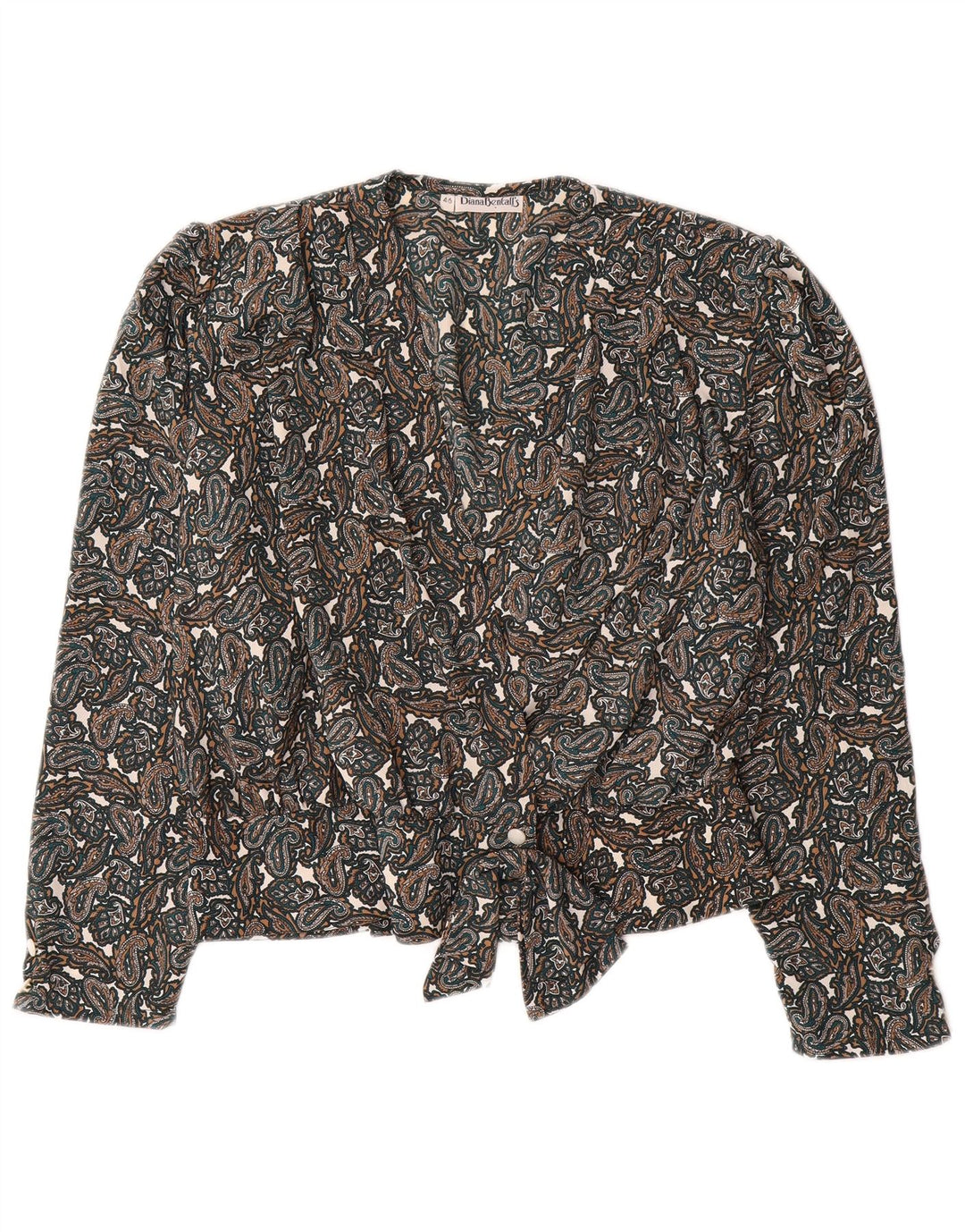 DIANA BENTALLS Womens Shirt Blouse IT 46 Large Brown Paisley Polyester