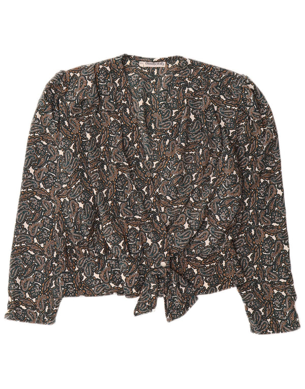 DIANA BENTALLS Womens Shirt Blouse IT 46 Large Brown Paisley Polyester