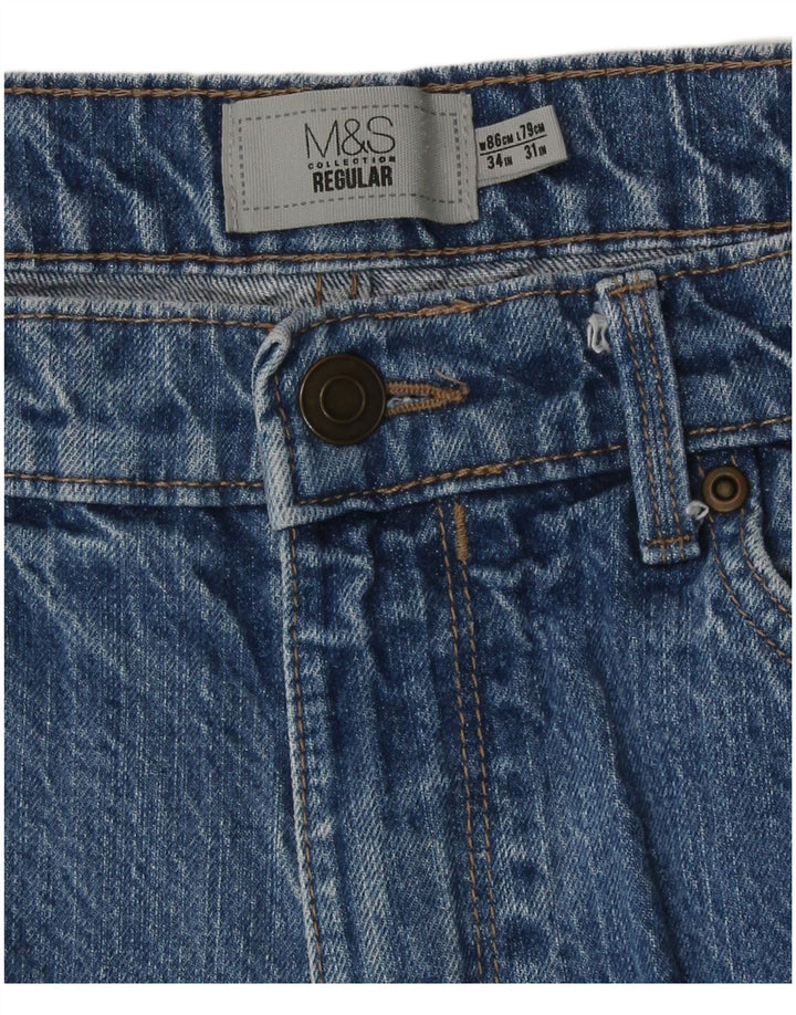 Marks & Spencer Mens Regular Straight Jeans W34 L31 Blue Cotton