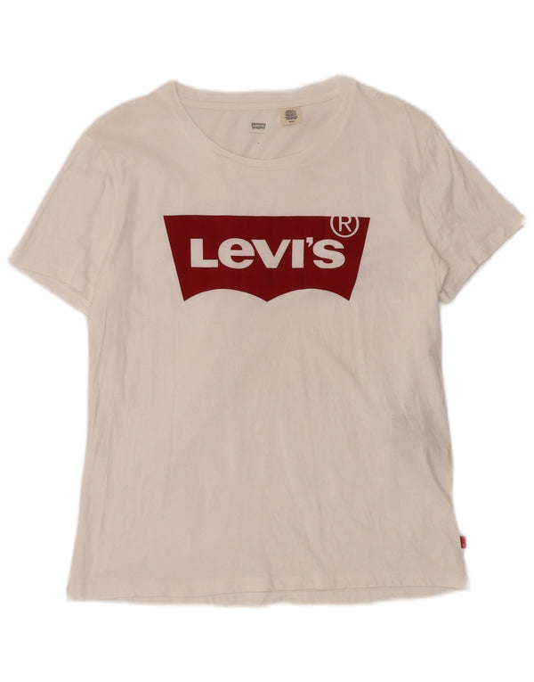 Levi's Womens Graphic T-Shirt Top UK 10 Small White Cotton