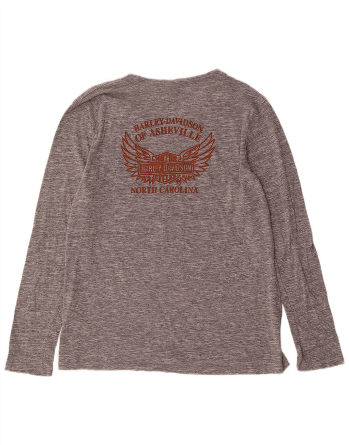 Harley Davidson Mens Graphic Top Long Sleeve 2XL Grey Flecked Cotton