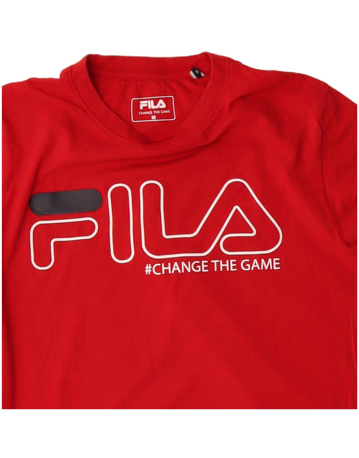 FILA Mens Graphic Top Long Sleeve Medium Red Cotton