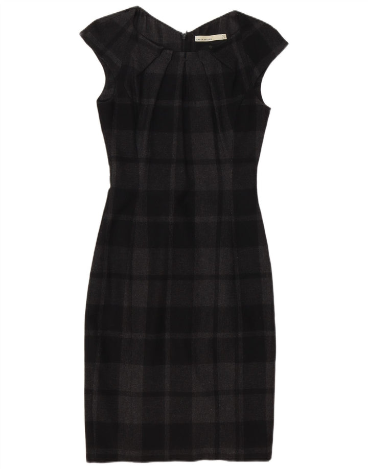 Karen Millen Womens Sheath Dress UK 8 Small  Black Check Polyester