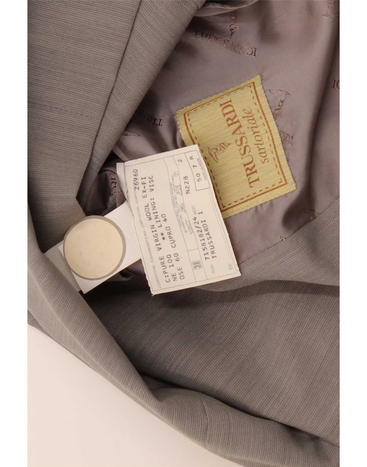 Trussardi Mens 3 Button Blazer Jacket IT 50 Large Grey Virgin Wool