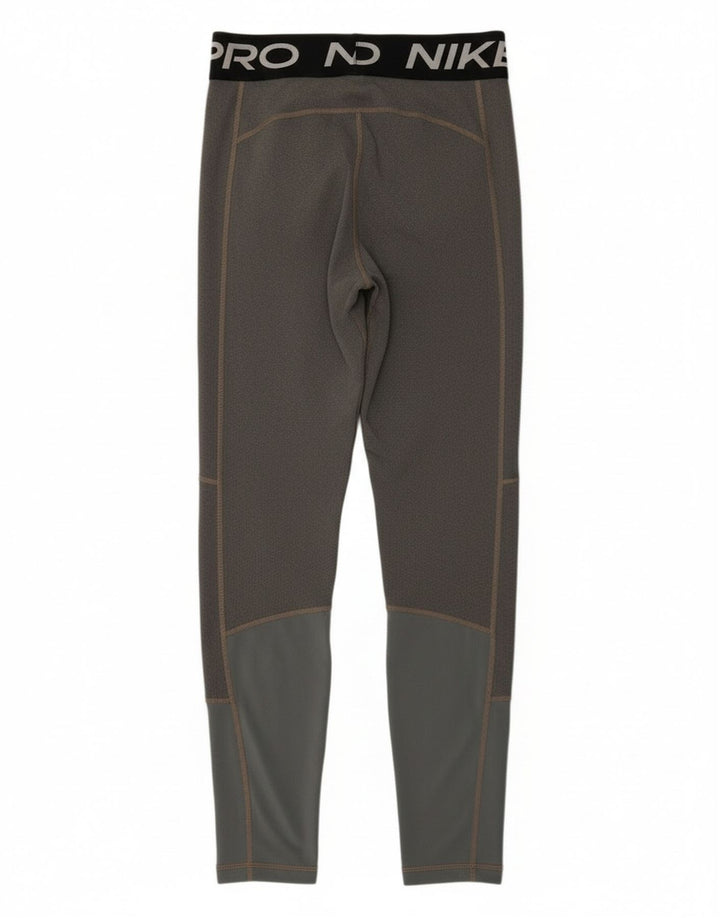 Nike Girls Graphic Leggings 12-13 Years Large Grey Colourblock Polyester