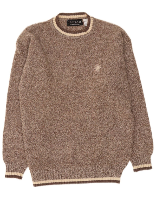 Renato Balestra Mens Crew Neck Jumper Sweater Large Brown Flecked