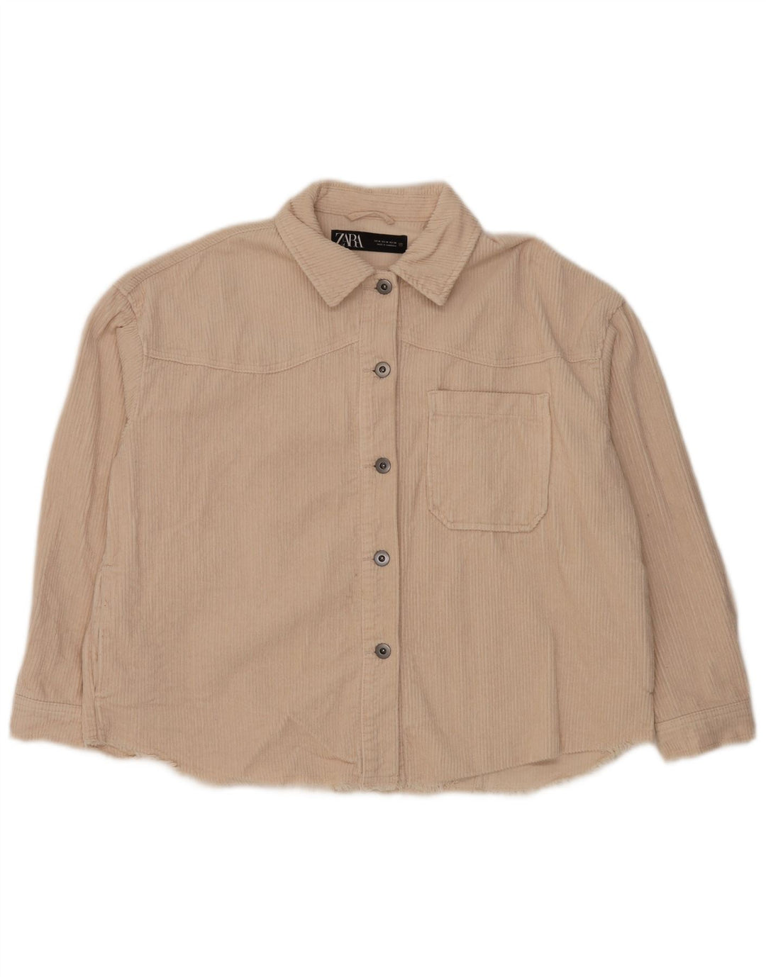 ZARA Womens Oversized Corduroy Shirt UK 14 Medium Off White Cotton