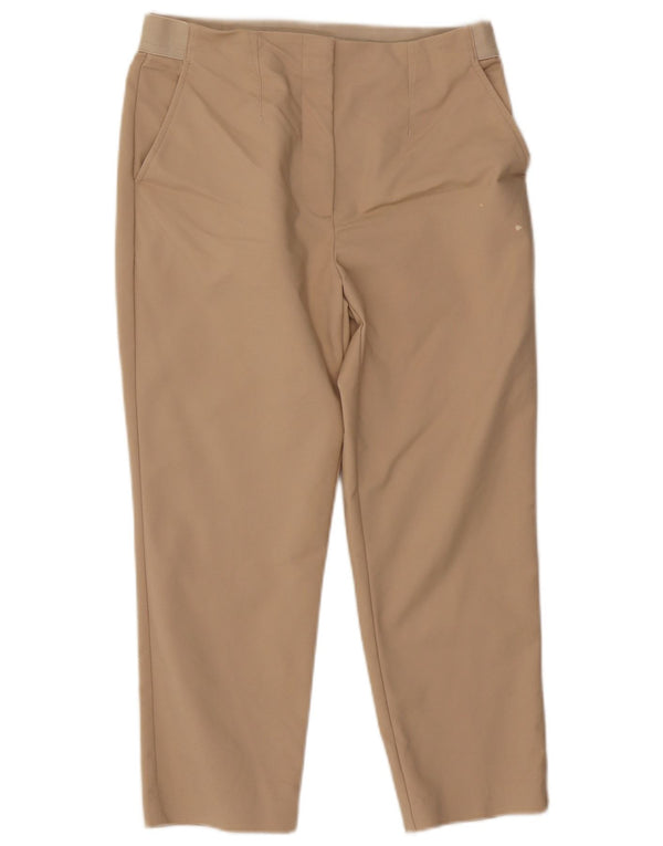 Marks & Spencer Womens Cropped Trousers UK 12 Medium W30 L23 Beige Cotton