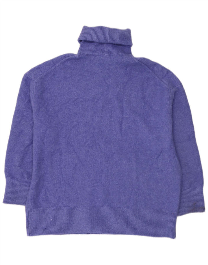 Zara Womens Oversized Roll Neck Jumper Sweater UK 14 Medium Blue Acrylic