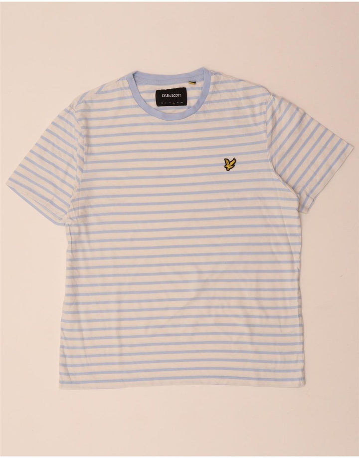 LYLE & SCOTT Womens T-Shirt Top Large White Striped Cotton
