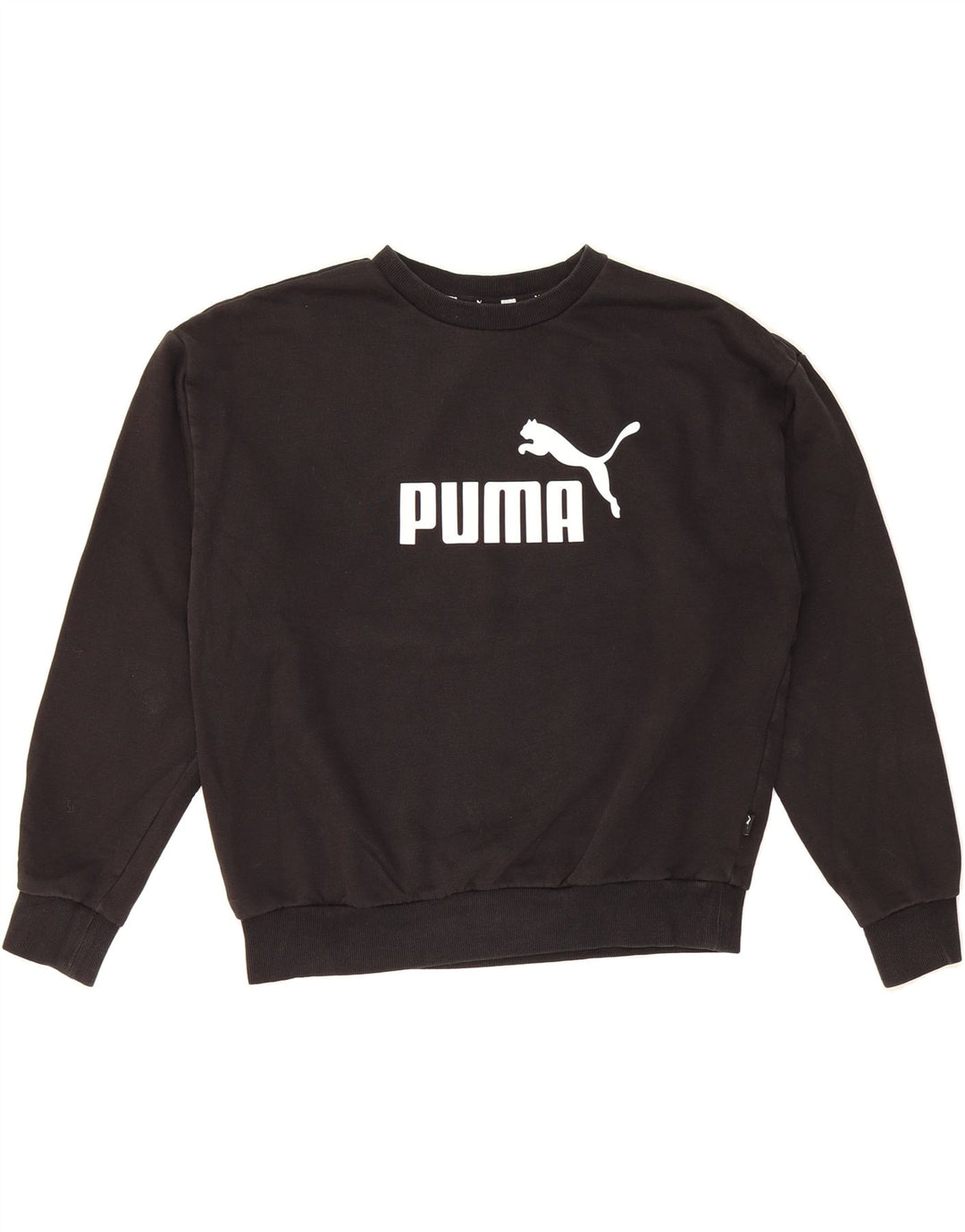 PUMA Womens Oversized Graphic Sweatshirt Jumper UK 14 Medium Black Cotton Vintage Puma and Second-Hand Puma from Messina Hembry 