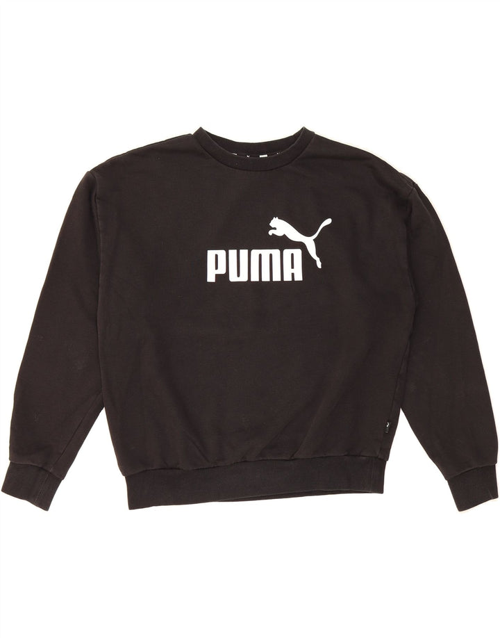 PUMA Womens Oversized Graphic Sweatshirt Jumper UK 14 Medium Black Cotton Vintage Puma and Second-Hand Puma from Messina Hembry 