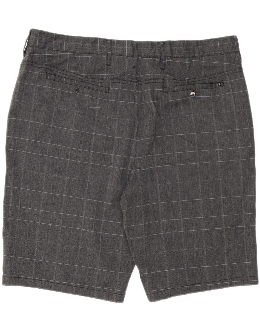 HURLEY Mens Chino Shorts W38 XL Grey Check Polyester