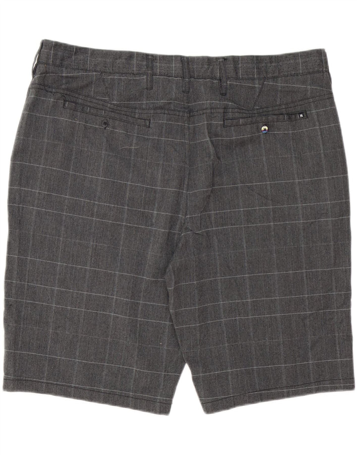 HURLEY Mens Chino Shorts W38 XL Grey Check Polyester