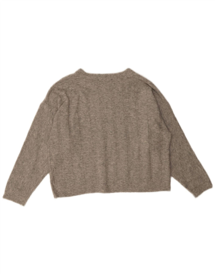 Marks & Spencer Womens Crew Neck Jumper Sweater UK 12 Medium Grey Flecked