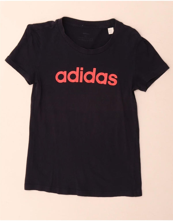 Adidas Womens Graphic T-Shirt Top UK 6 XS Navy Blue