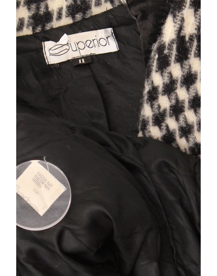 Superior Womens Overcoat UK 18 XL Black Houndstooth Acetate