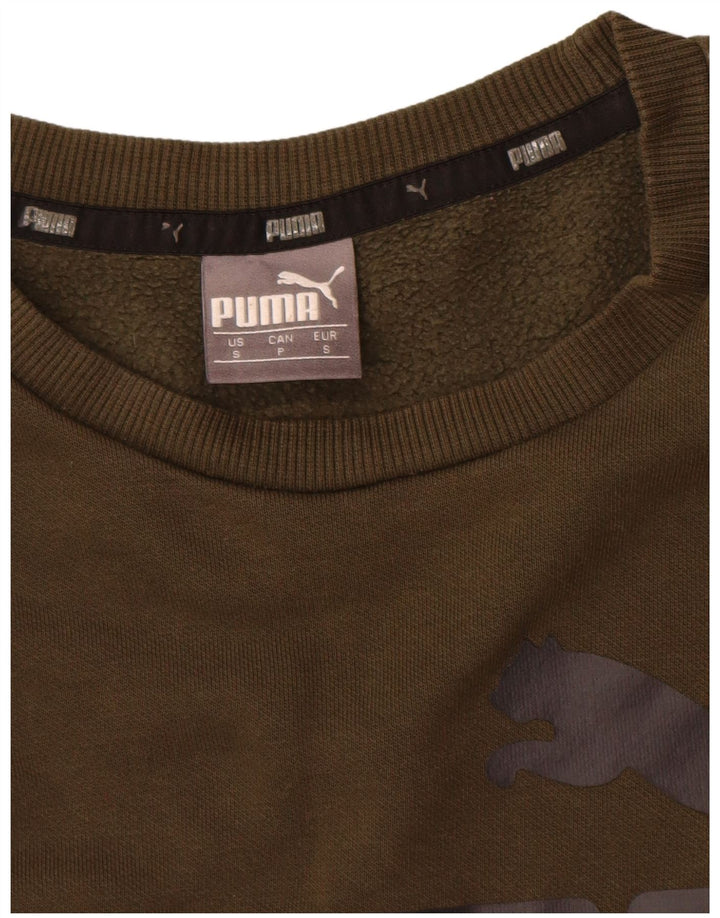 Puma Mens Graphic Sweatshirt Jumper Small Khaki Cotton