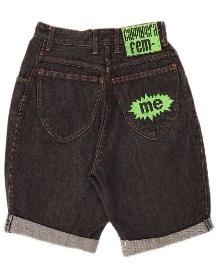 CAPPOPERA Womens High Rise Denim Shorts W26 Small Grey Cotton