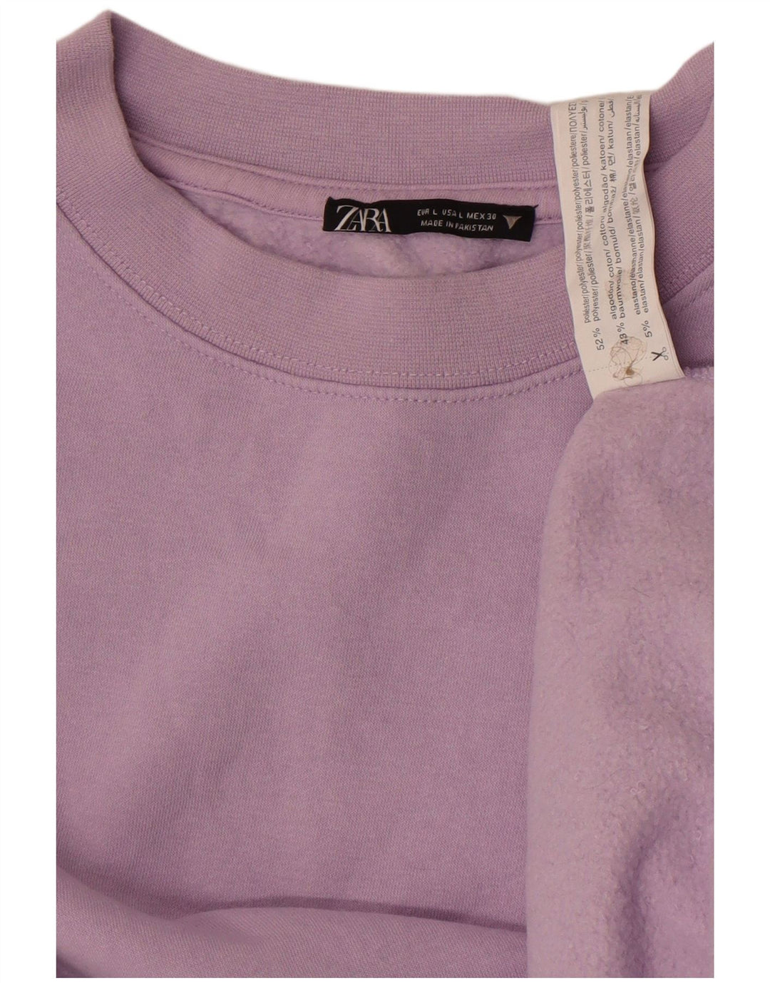Zara Womens Crop Sweatshirt Jumper UK 16 Large Purple Polyester
