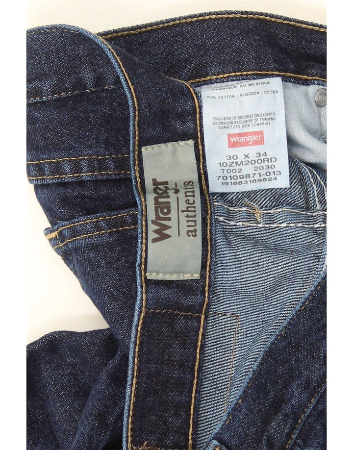Wrangler Mens Authentic Straight Jeans W30 L34 Navy Blue Cotton