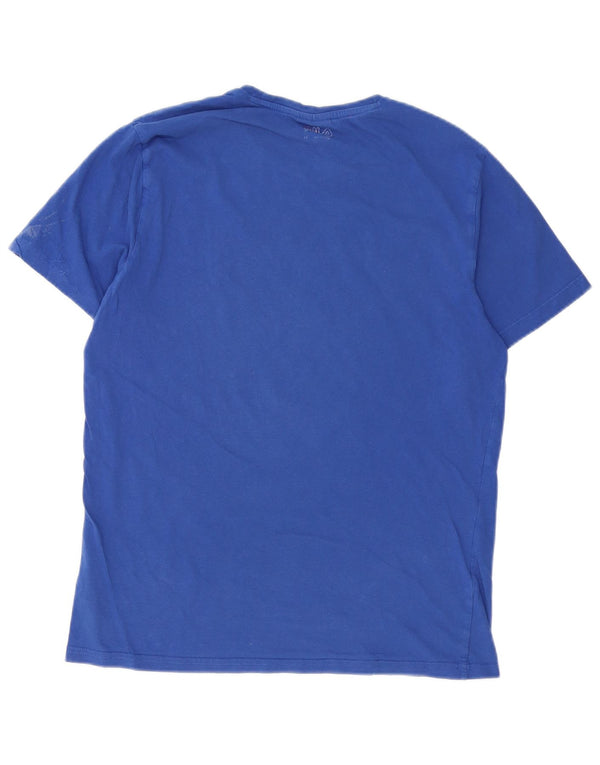Fila Mens Graphic T-Shirt Top Medium Blue Cotton