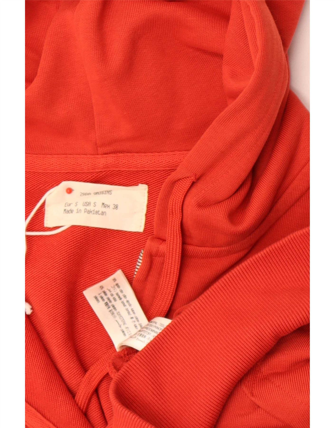 Zara Mens Zip Hoodie Sweater Small Red Cotton