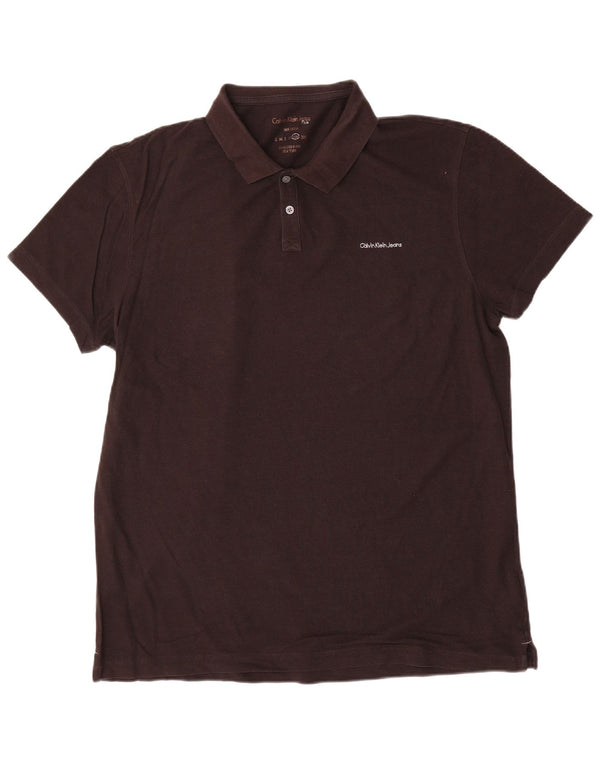 Calvin Klein Jeans Mens Polo Shirt 2XL Black Cotton