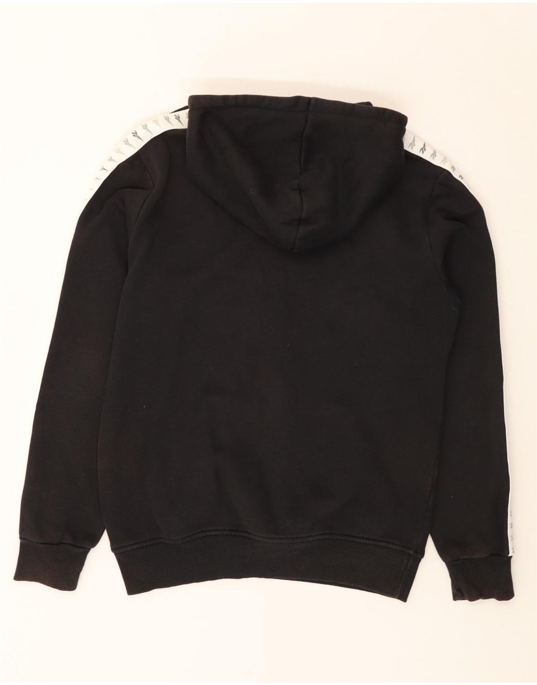 REEBOK Mens Classic Graphic Hoodie Jumper Small Black Colourblock Cotton