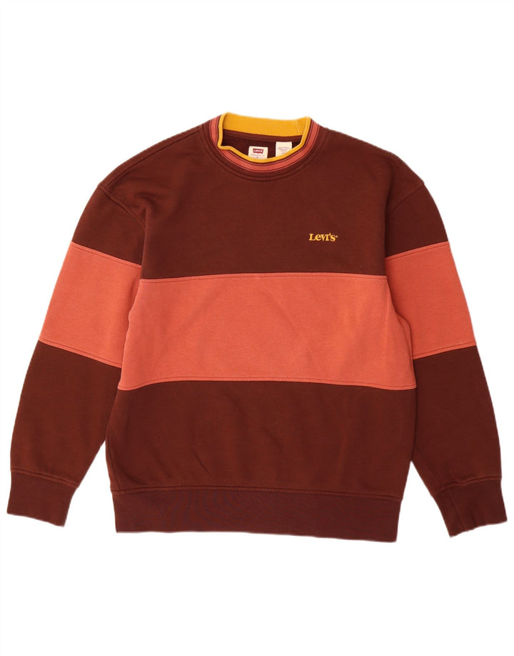 Levi's Mens Relaxed Sweatshirt Jumper Small Brown Colourblock Cotton