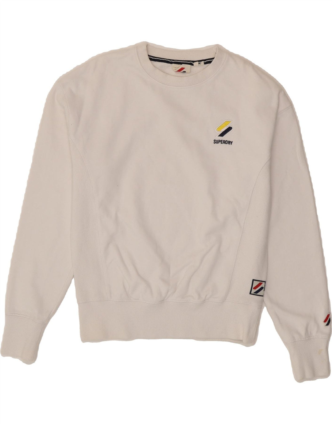 SUPERDRY Womens Oversized Sweatshirt Jumper UK 8 Small White Cotton Vintage Superdry and Second-Hand Superdry from Messina Hembry 