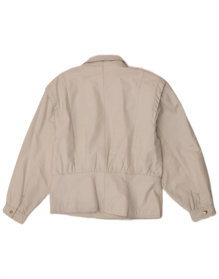 Vintage Womens Military Leather Jacket EU 42 Large White Leather