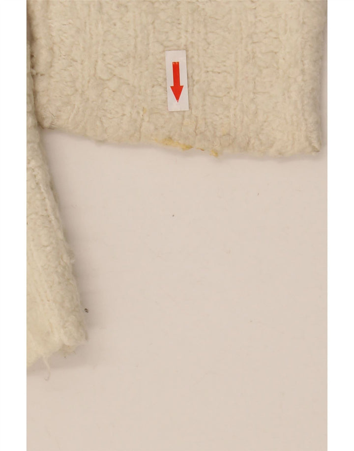 Vintage Womens Oversized Boat Neck Jumper Sweater UK 14 Medium White