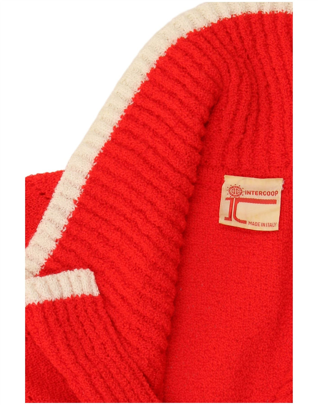 VINTAGE Womens Crop Sleeveless Cardigan Sweater UK 14 Medium Red Striped