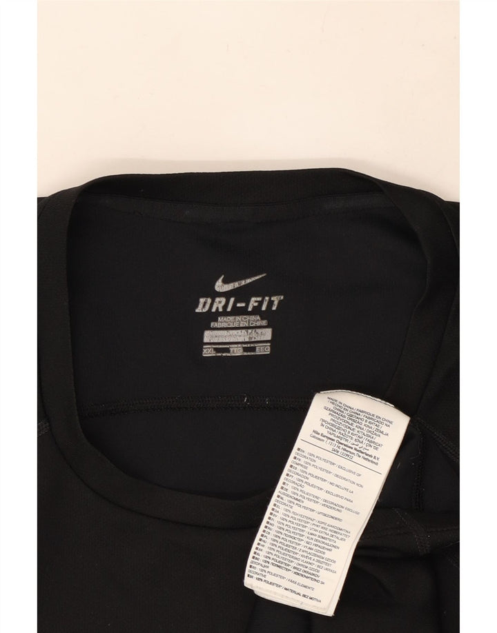 Nike Mens Dri Fit T-Shirt Top 2XL Black Polyester