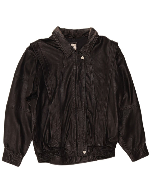Zara Womens Leather Jacket UK 14 Medium Black