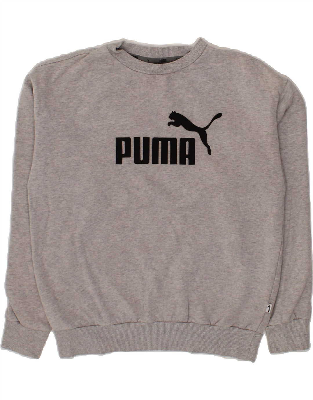 PUMA Womens Oversized Graphic Sweatshirt Jumper UK 10 Small Grey Cotton Vintage Puma and Second-Hand Puma from Messina Hembry 