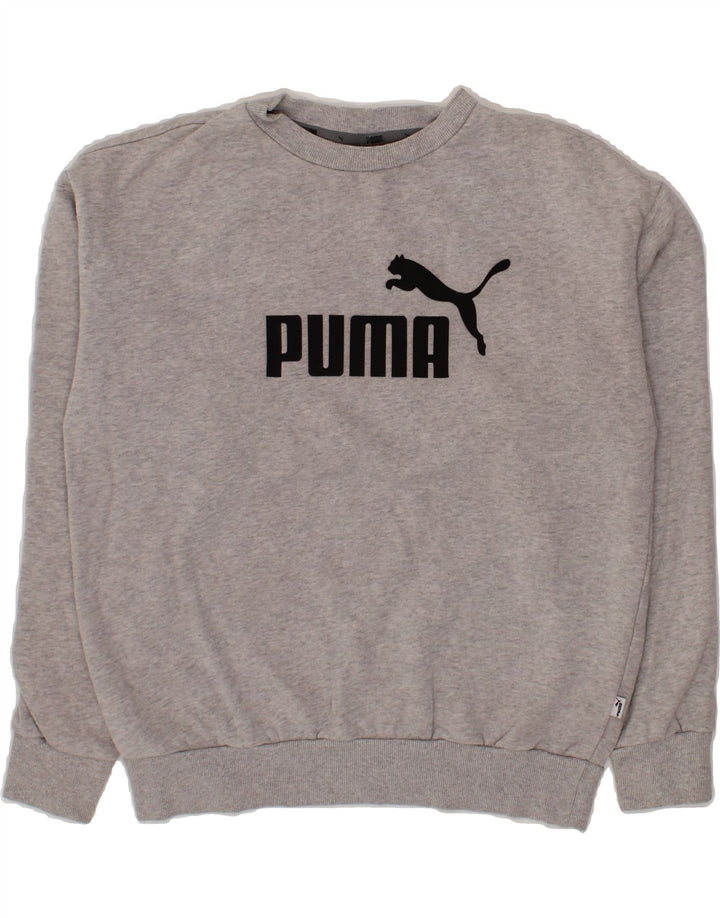 PUMA Womens Oversized Graphic Sweatshirt Jumper UK 10 Small Grey Cotton Vintage Puma and Second-Hand Puma from Messina Hembry 