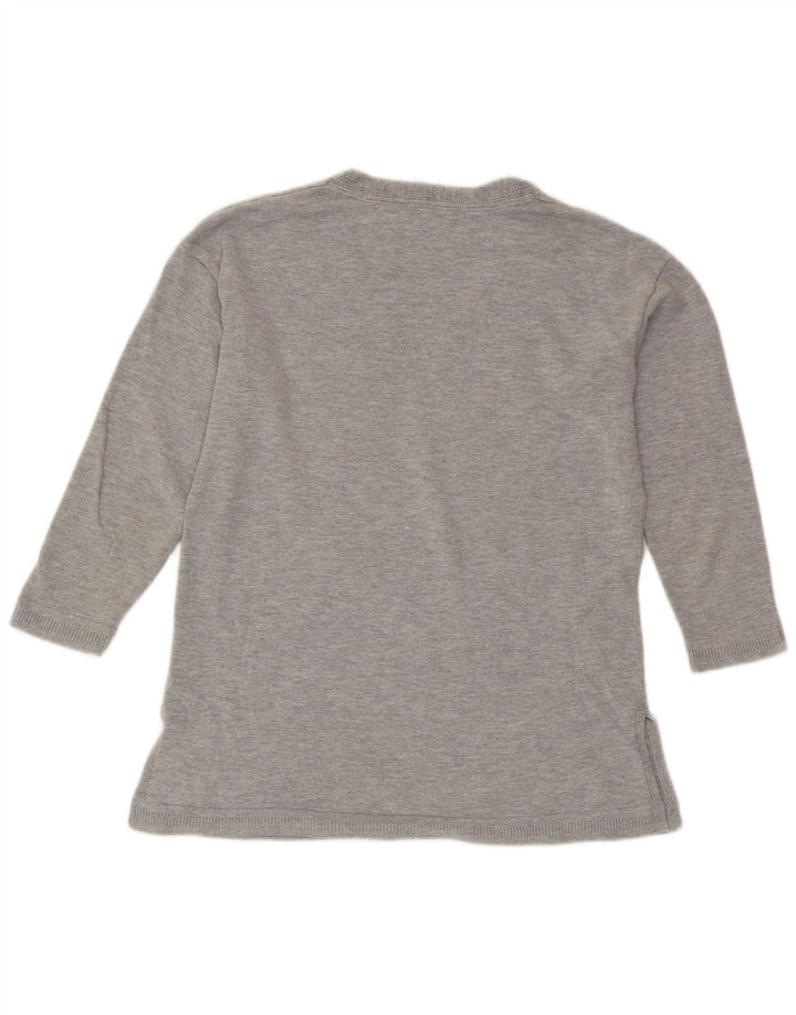 CREW CLOTHING Womens V-Neck Jumper Sweater UK 8 Small Grey Flecked