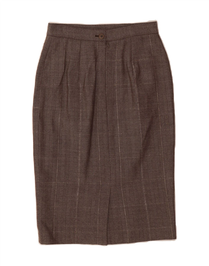 ICEBERG Womens Midi Skirt IT 42 Medium W26 Brown Herringbone Acetate Vintage Iceberg and Second-Hand Iceberg from Messina Hembry 