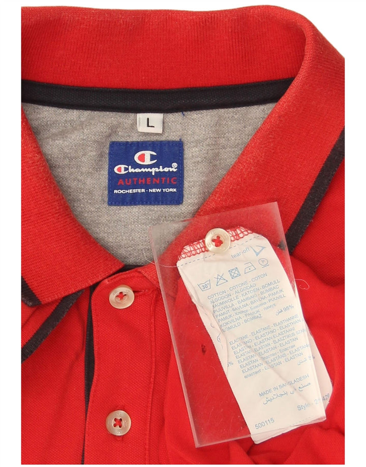 CHAMPION Mens Polo Shirt Large Red Cotton