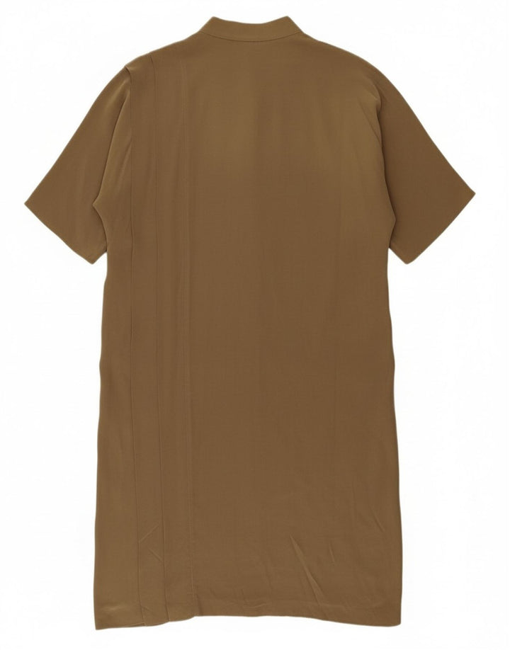 DELBA Womens Oversized Shift Dress IT 42 Medium Khaki Silk