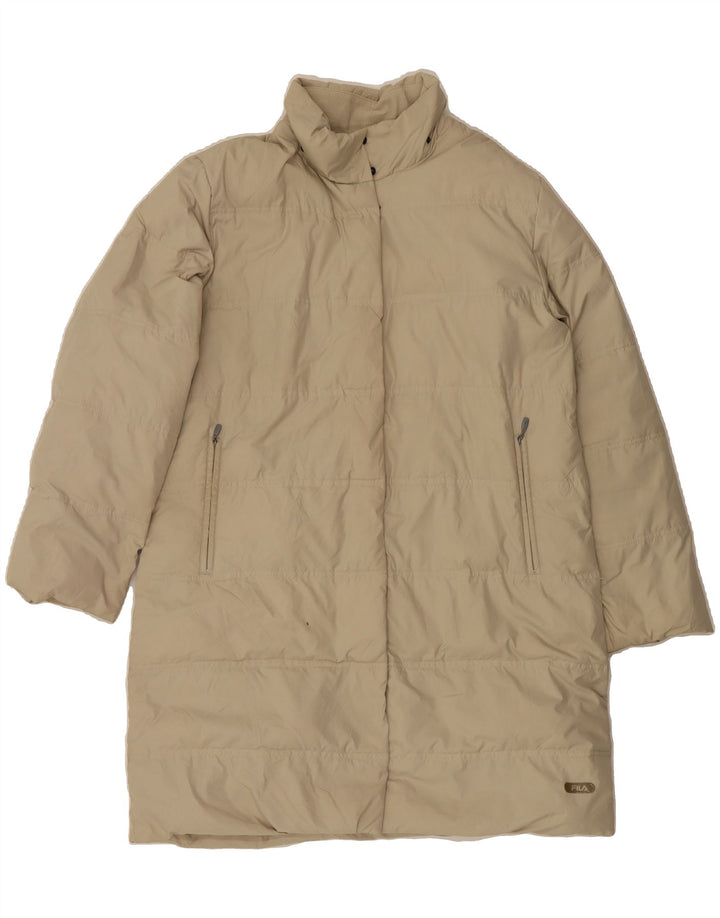FILA Womens Oversized Padded Coat UK 16 Large Beige Polyester Vintage Fila and Second-Hand Fila from Messina Hembry 