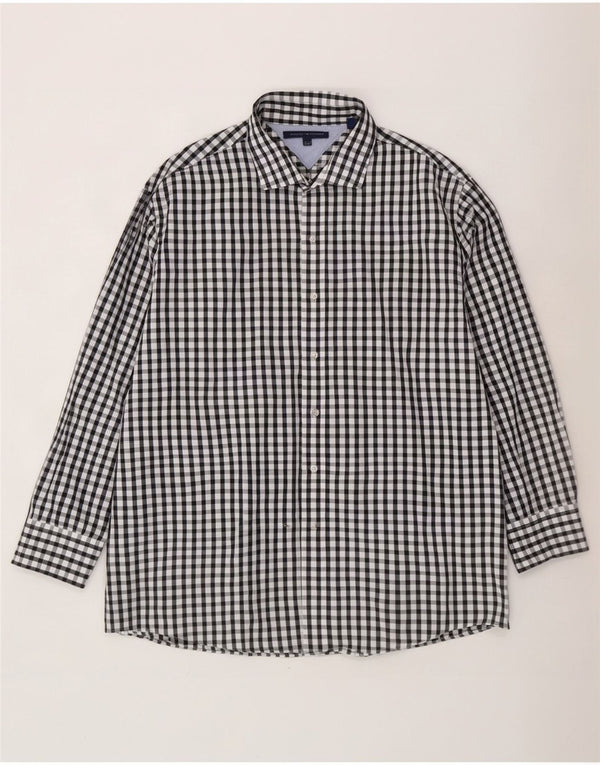 Tommy Hilfiger Mens Shirt Size 17 1/2 XL Black Gingham Cotton