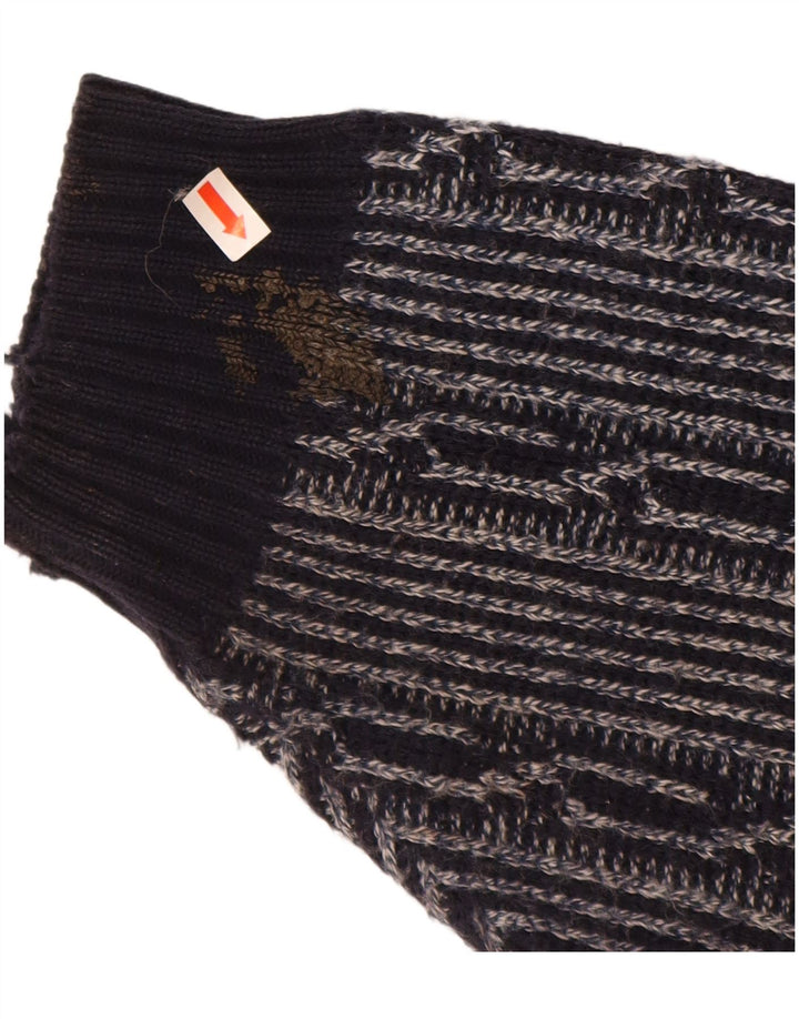 C & A Mens Boat Neck Jumper Sweater Large Navy Blue Fair Isle Polyacrylic